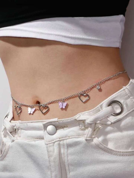 Trendy Butterfly and Heart Waist Chain