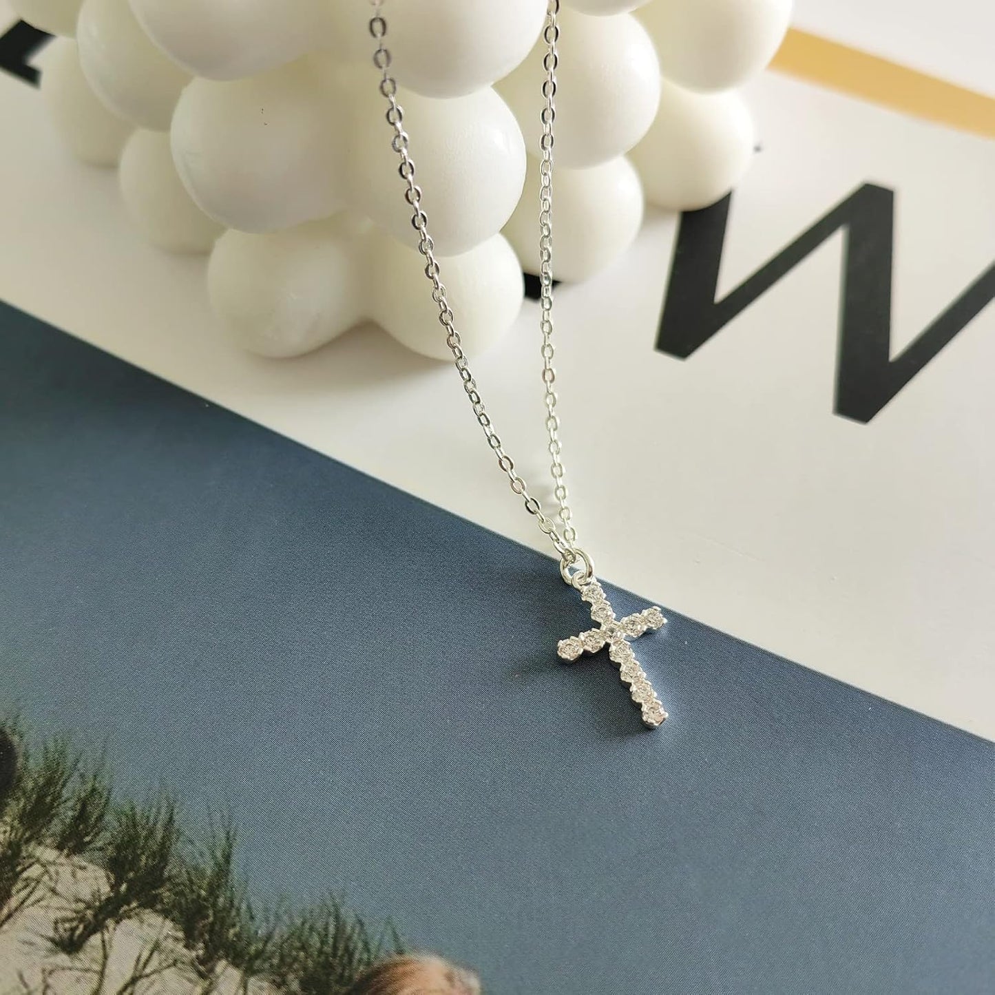 Rhinestone Cross Prayer Pendant Necklace