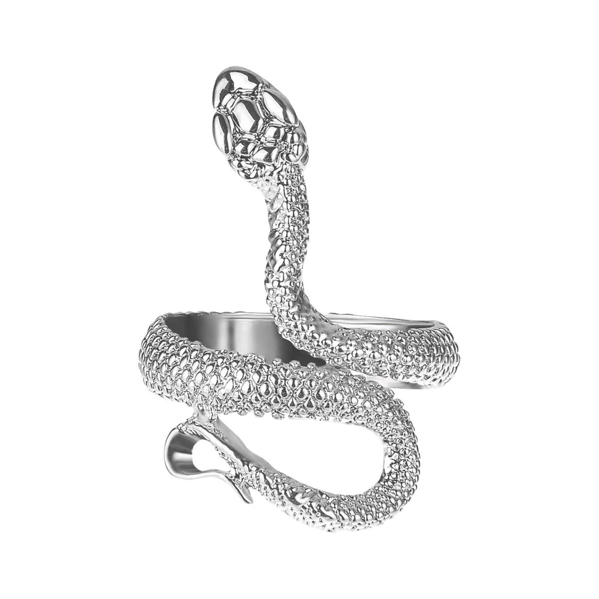 Silver Bold Textured Snake Ring