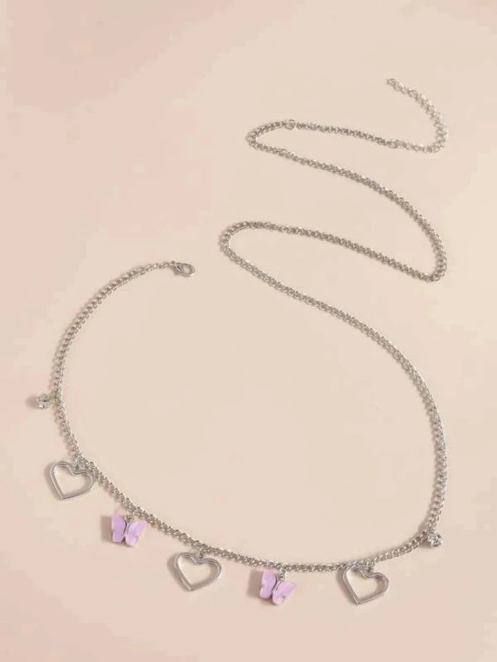 Trendy Butterfly and Heart Waist Chain