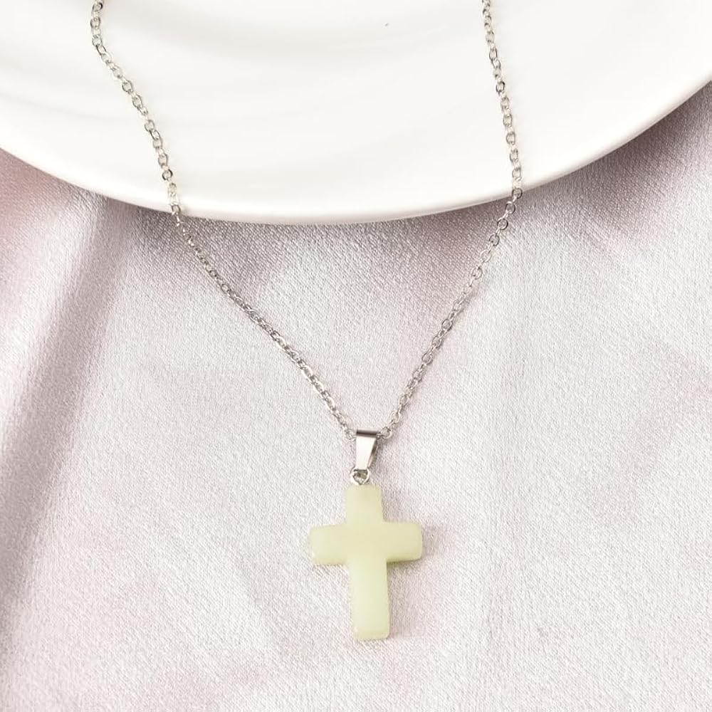 Glow In The Dark Cross Charm Necklace