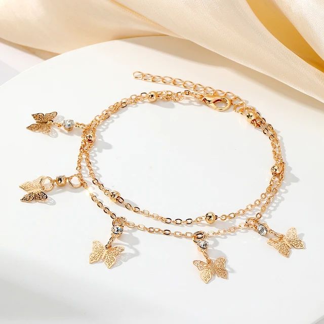 Double Layer Butterfly Anklet