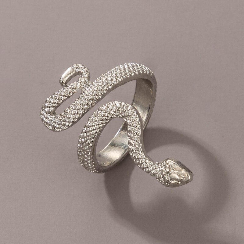 Silver Bold Textured Snake Ring