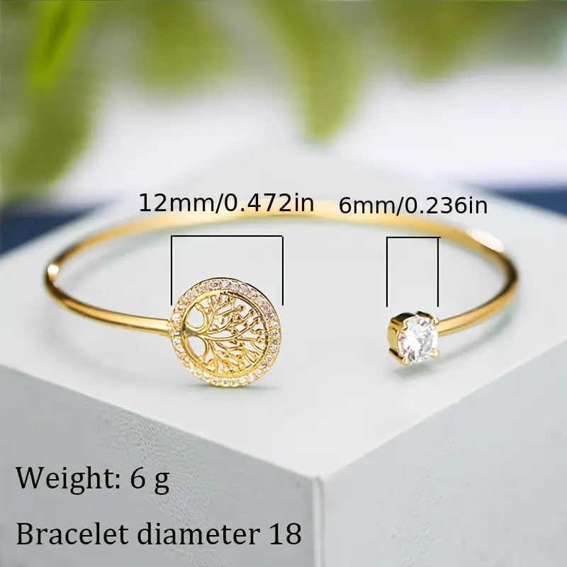 Creative Hollow Tree Of Life Decor Open Bangle