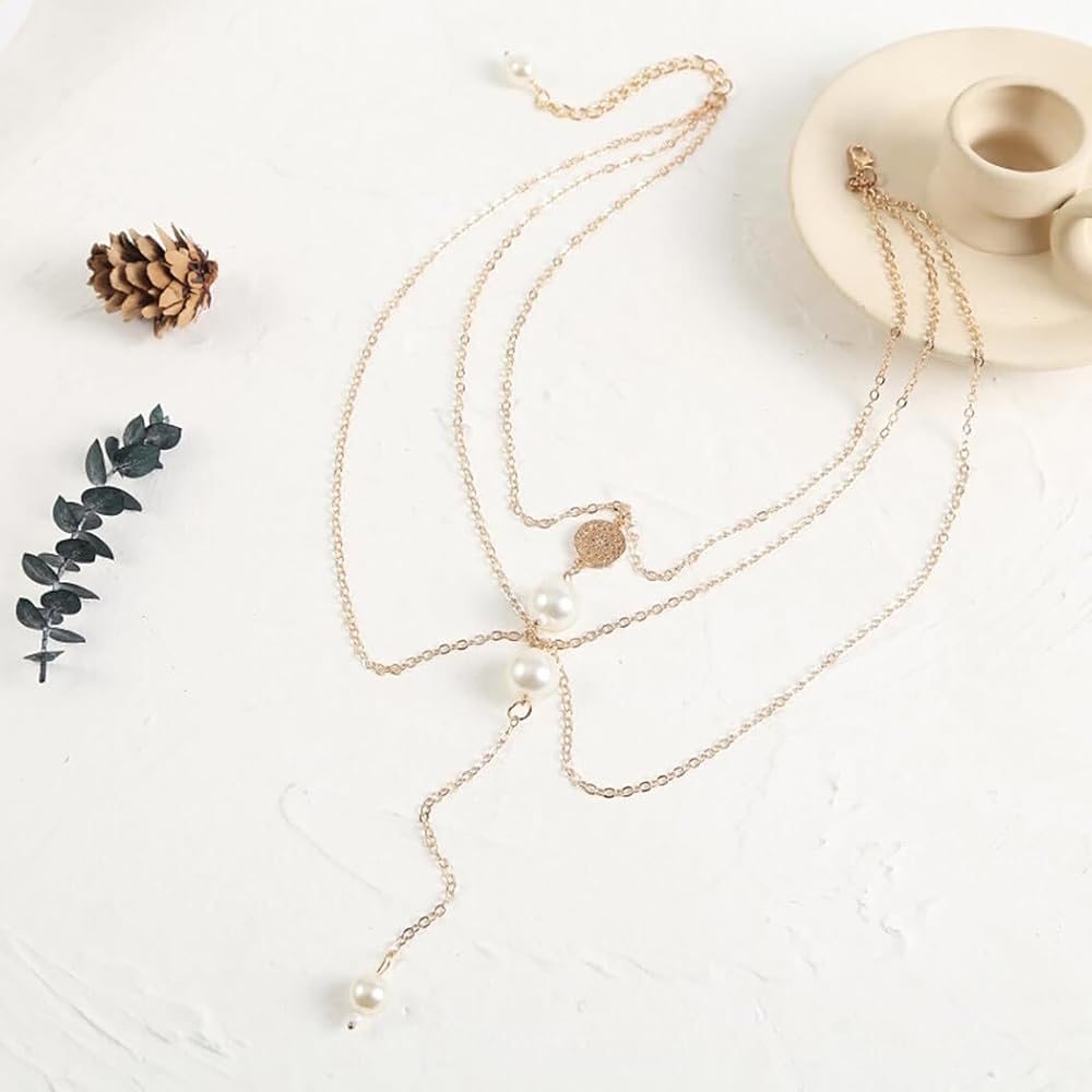 Elegant Dual-Sided Pearl Drop Body Chain