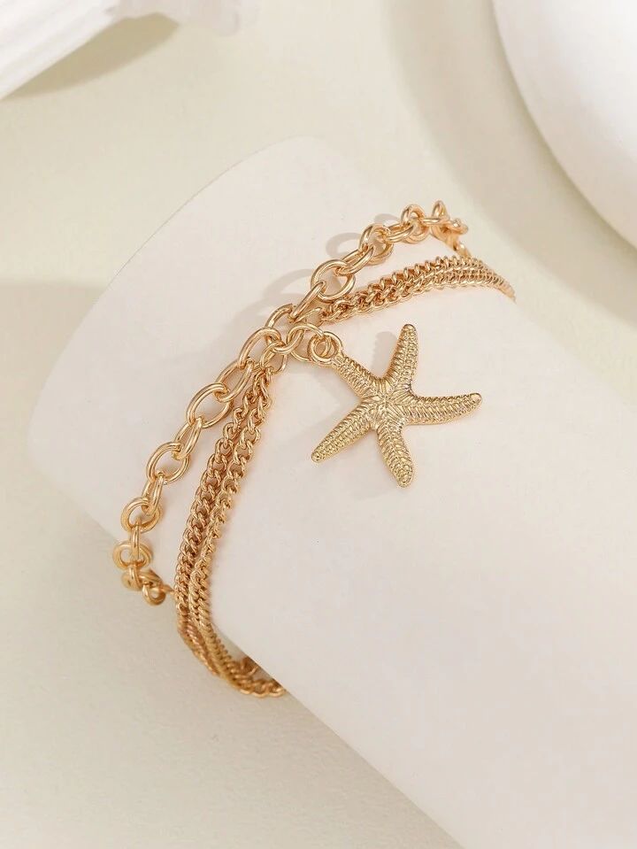 Double Layer Beach Style Starfish Anklet