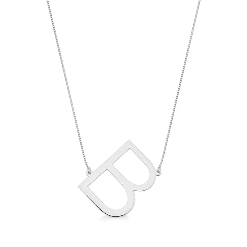 Silver Letter B Initial Pendant Necklace