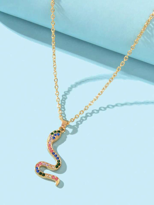 Rhinestones Snake Pendant Nekclace