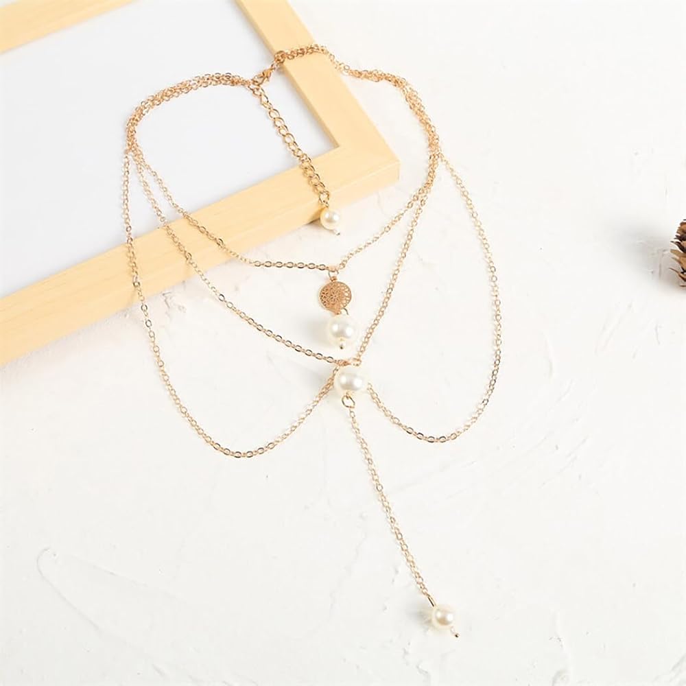 Elegant Dual-Sided Pearl Drop Body Chain