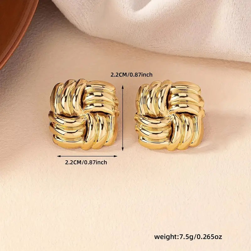 Twisted Square Stud Earrings