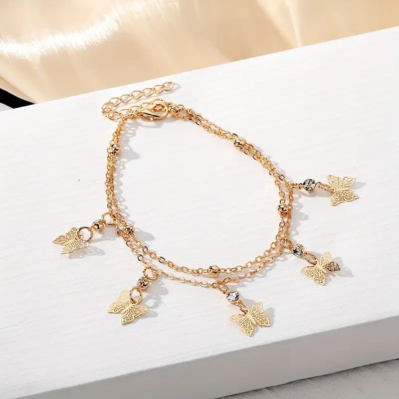 Double Layer Butterfly Anklet