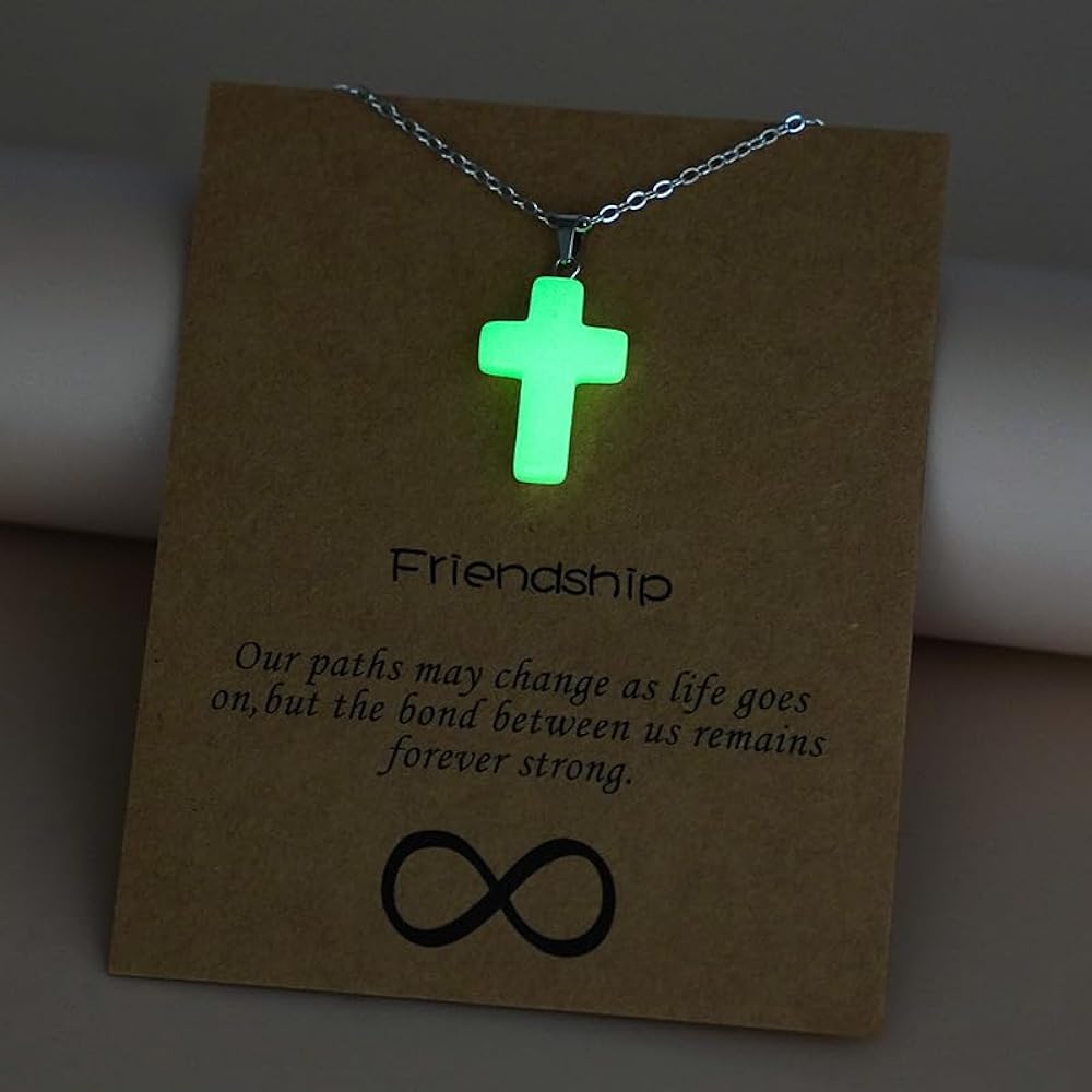 Glow In The Dark Cross Charm Necklace