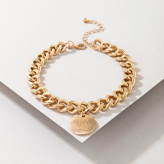 Letter Coin & Chain Detail Anklet