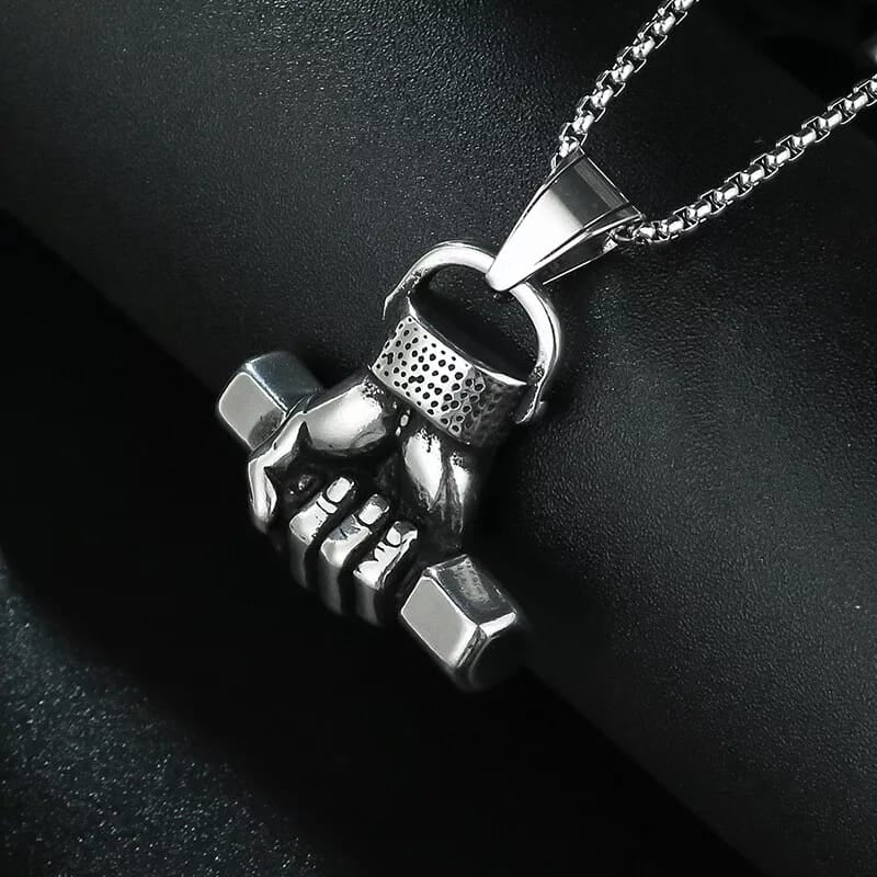 Silver Dumbbell Necklace