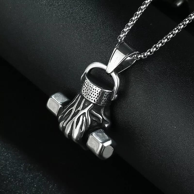 Silver Dumbbell Necklace