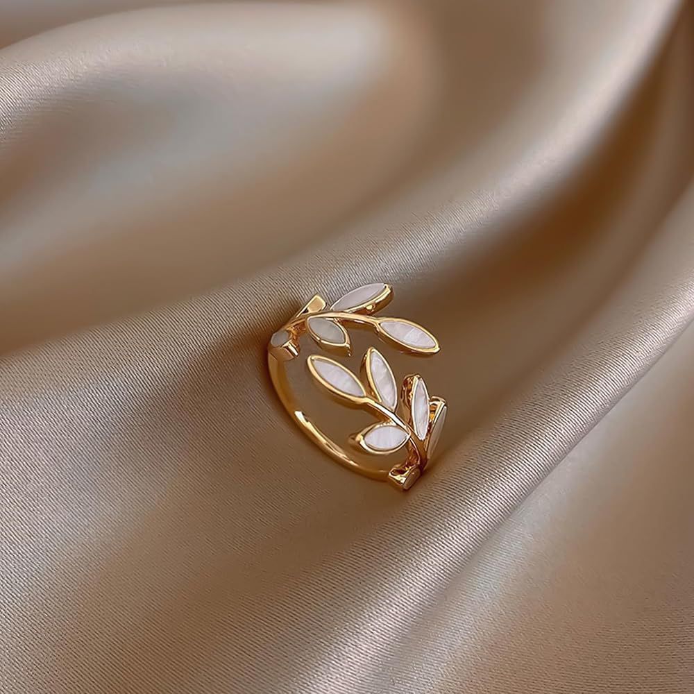 Elegant Leaf & Wheat Ear Shaped Ring