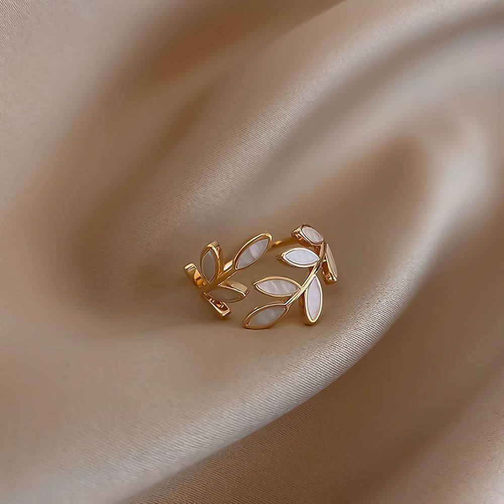 Elegant Leaf & Wheat Ear Shaped Ring