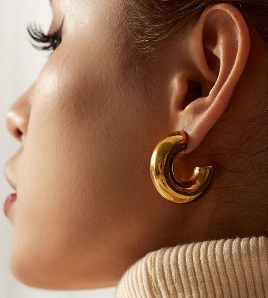 C Shaped Tube Hoop Earring