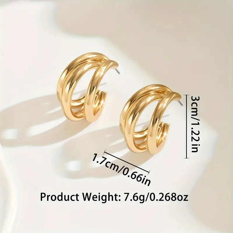 Geometric Triple-Layer Hoop Earrings