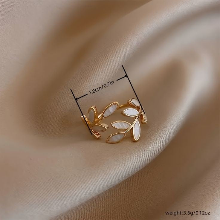 Elegant Leaf & Wheat Ear Shaped Ring