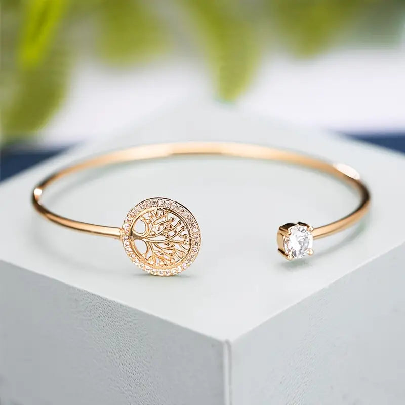 Creative Hollow Tree Of Life Decor Open Bangle